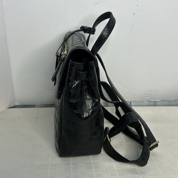 Ashwood Cheltenham Croc Collection mini backpack in black main image 12